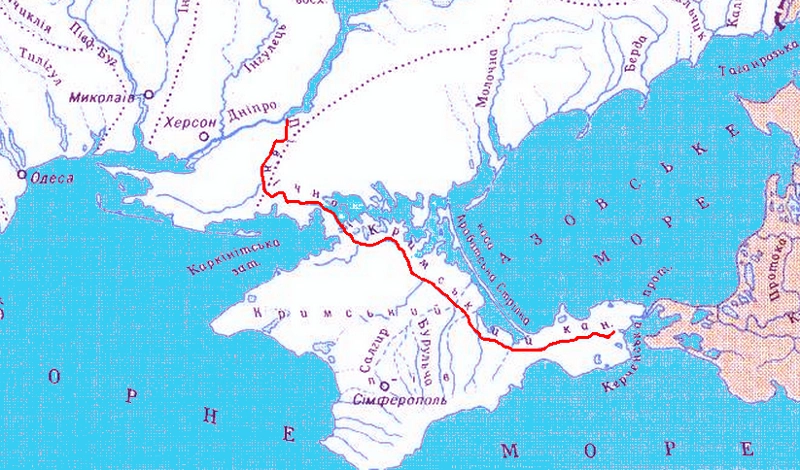 North Crimean Canal supplied with water from two reservoirs