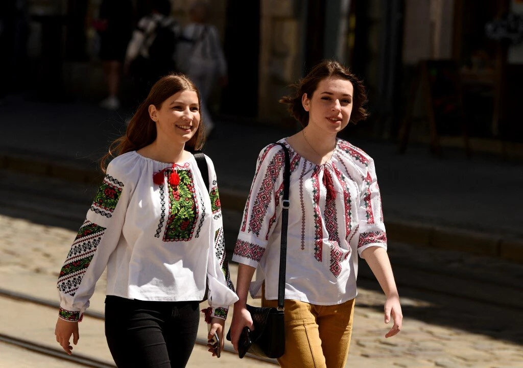 Ukrainians Show Off Colorful Shirts to Celebrate Unity