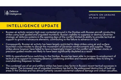 British Defense Intelligence Update, June 4, 2022