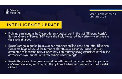 British Defense Intelligence Update, June 9, 2022