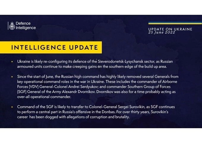 British Defense Intelligence Update, June 25, 2022