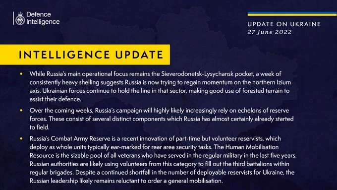 Інформація від військової розвідки Великої Британії про ситуацію в Україні