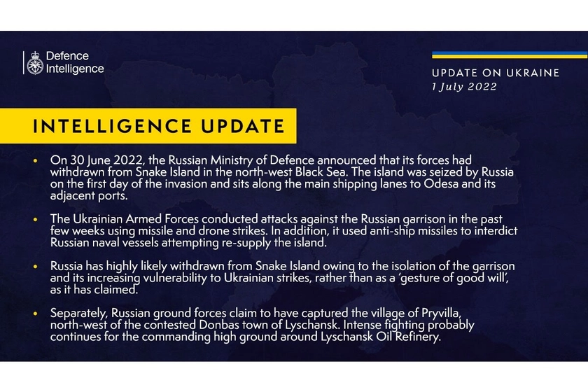 British Defense Intelligence Update, July 1, 2022