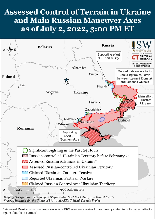 Найновіше від американського Інституту вивчення війни, 02.07.2022 (ISW)