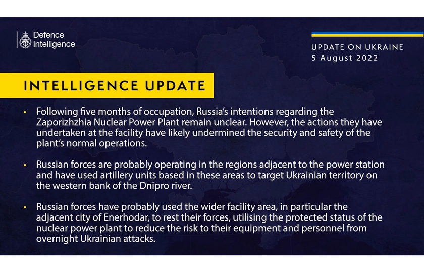 British Defence Intelligence Update Ukraine – 5 August 2022