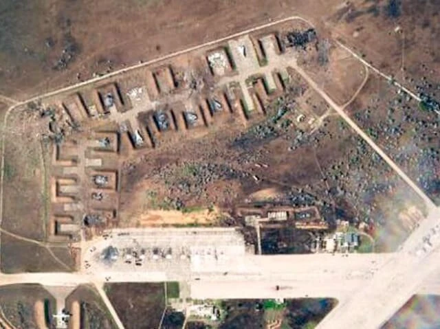 New Satellite Image Shows Huge Damage to Russian Air Base in Crimea
