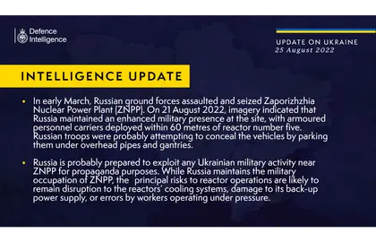 British Defence Intelligence Update Ukraine – 25 August 2022