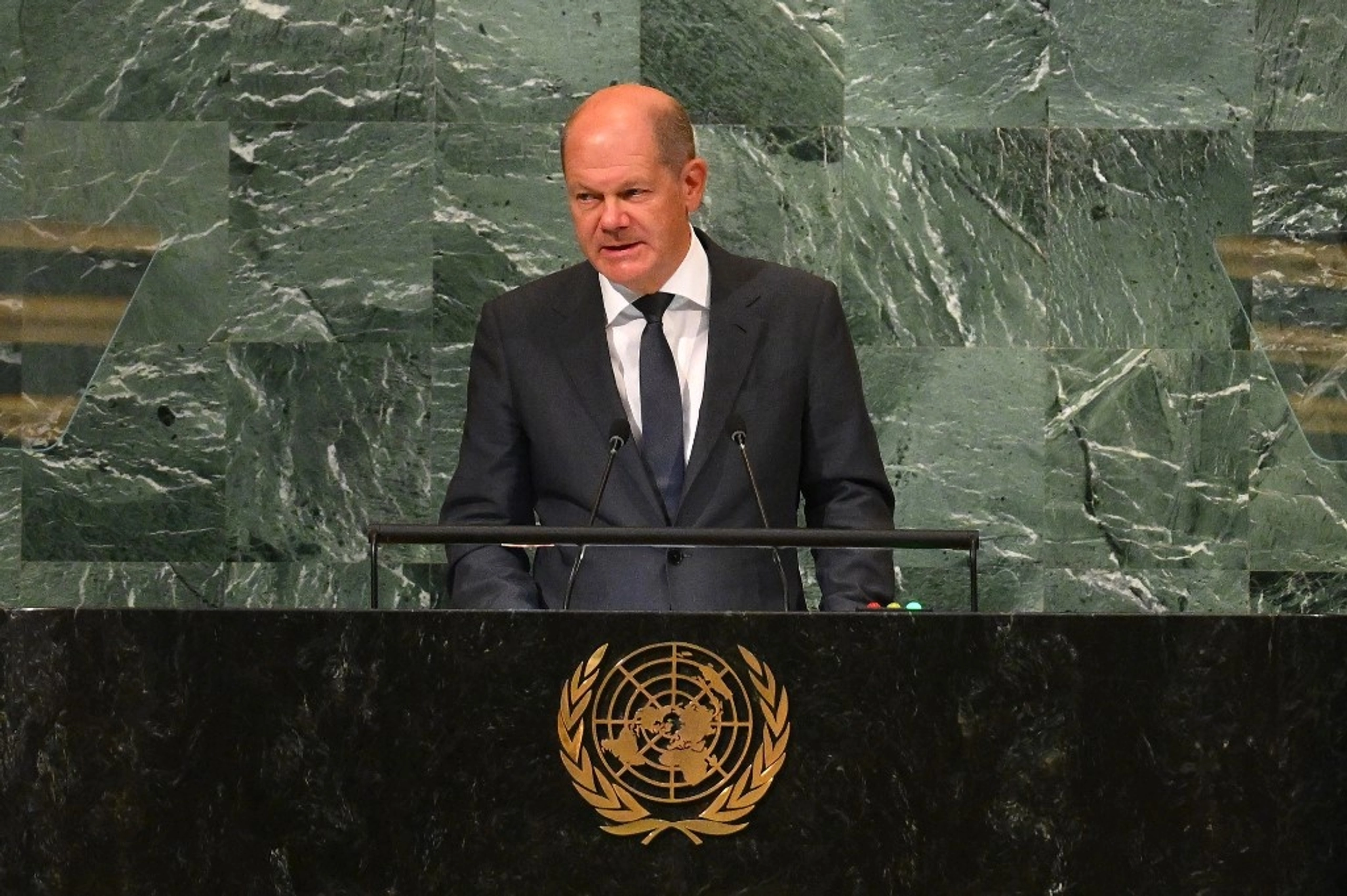 German Chancellor Olaf Scholz Сalls Russia’s Invasion ‘Imperialism’ at UN General Assembly