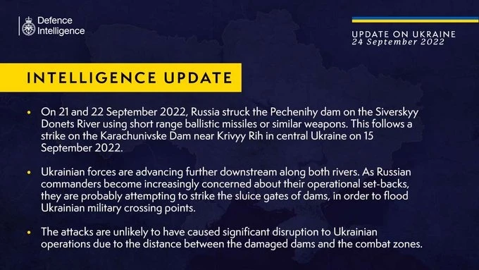 British Defence Intelligence Update Ukraine – 24 September 2022