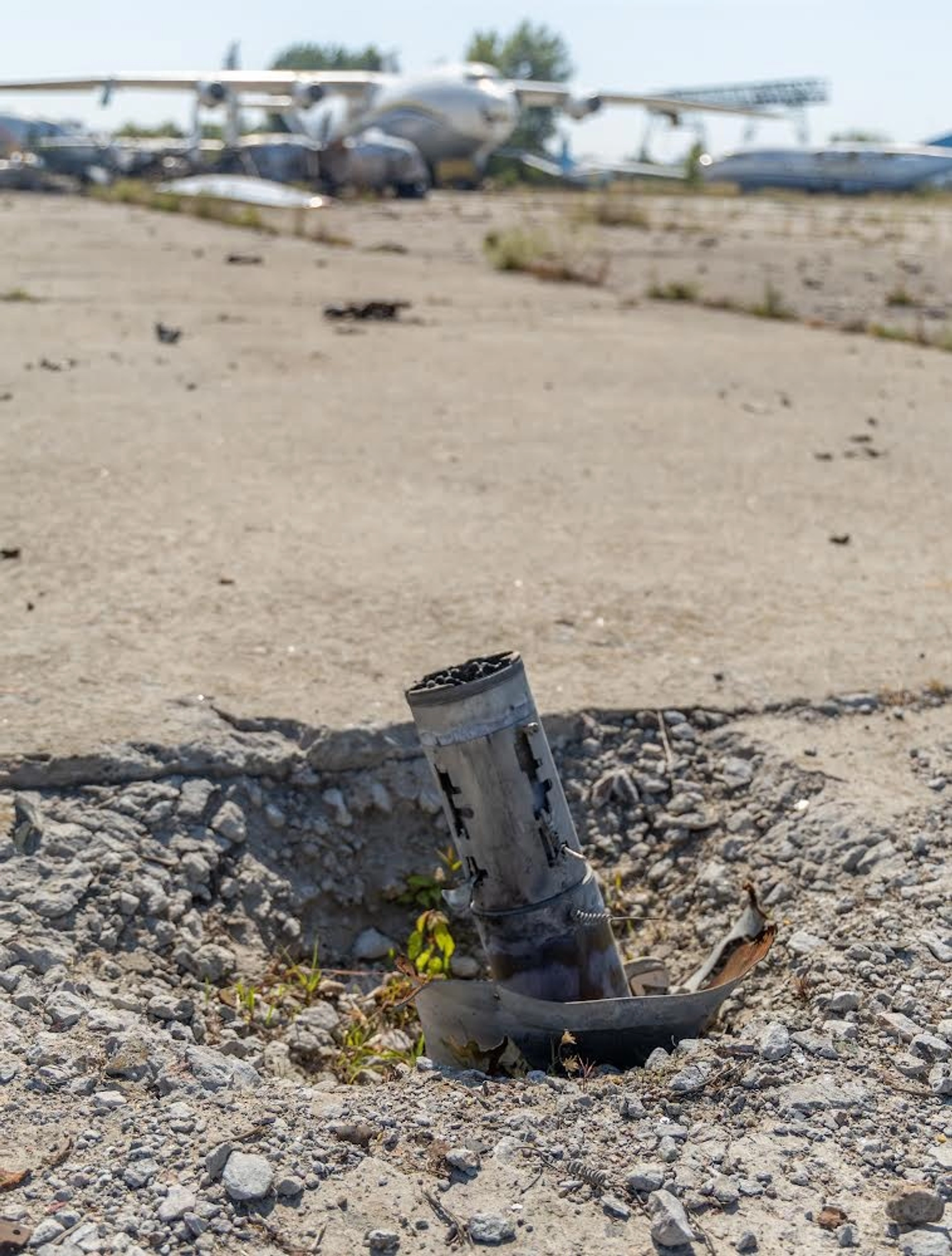 Remains of Russian shells on the territory of the airport