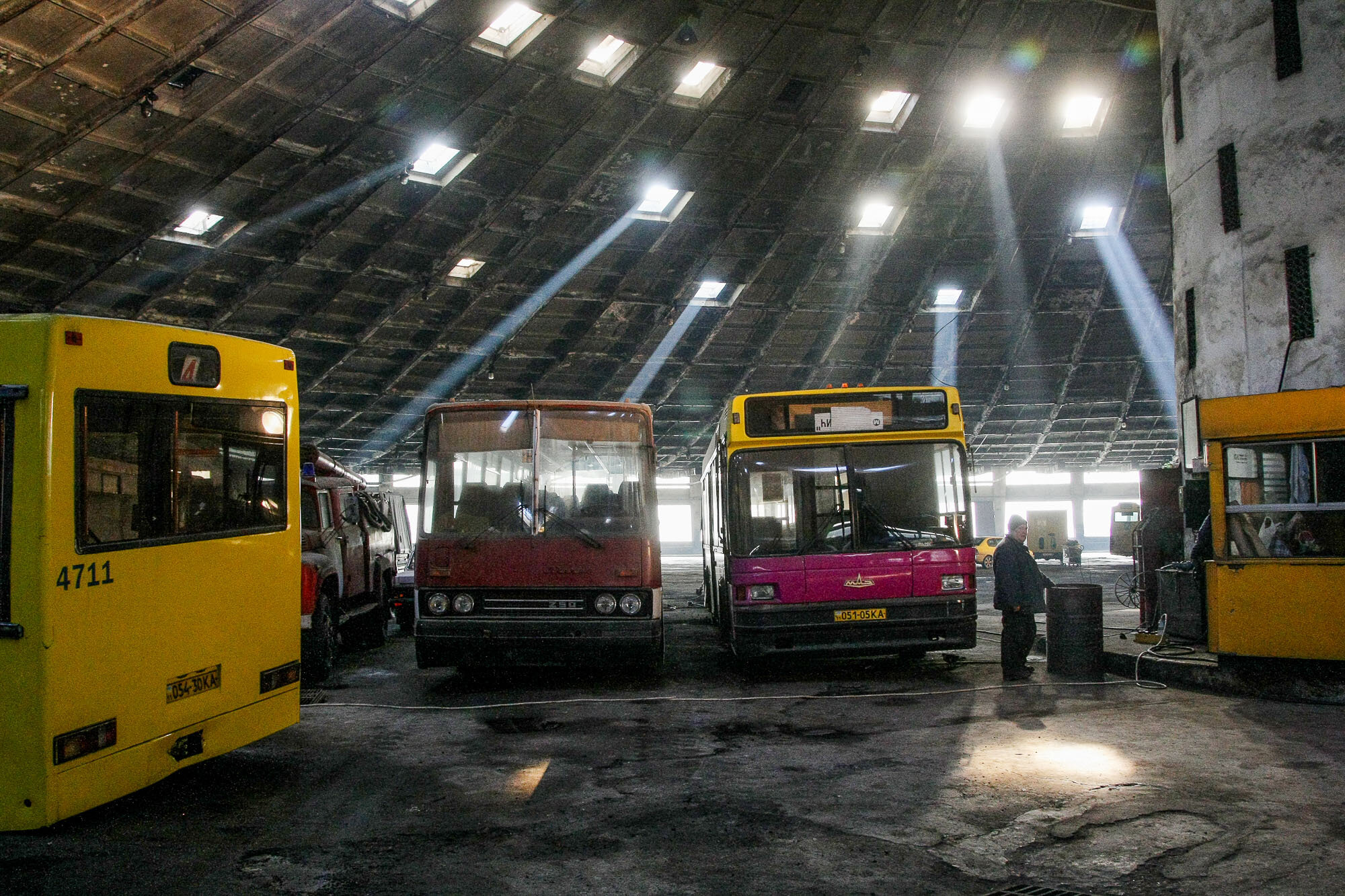 The abandoned Bus Depot #7 is located on the outskirts of Kyiv near the Chervonyi Khutir metro station.