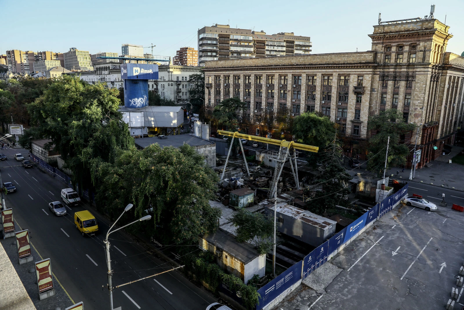 The construction site for a new metro station photographed in Dnipro on Oct. 6, 2020. 