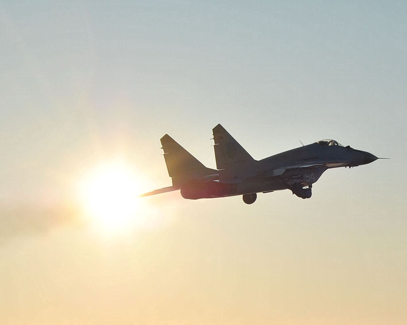 A Ukrainian Mikoyan MiG-29 maneuvers in the sky during a practice flight on Feb. 1, 2012.