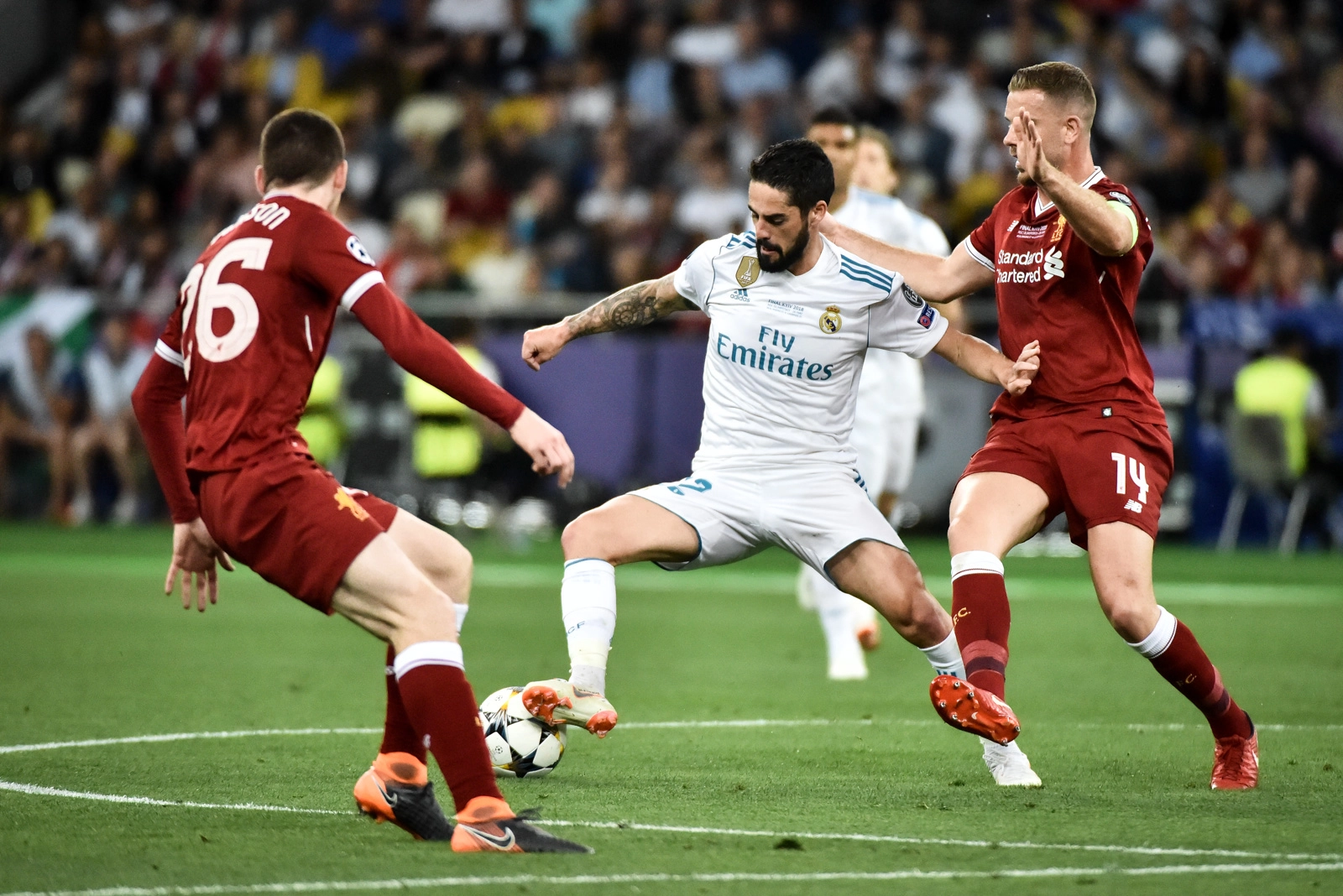 Football teams Real Madrid and Liverpool vie for the prestigious European football trophy, the UEFA Champions League cup, on May 26 in Ukraine&#8217;s main sports arena, Olimpiysky Stadium.