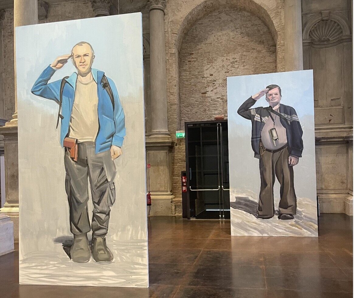 Artwork “Max in the army” features monumental paintings of volunteering soldiers in Ukraine by Lesia Khomenko. The exhibition “This is Ukraine: Defending Freedom,” is showing in Venice, Italy.