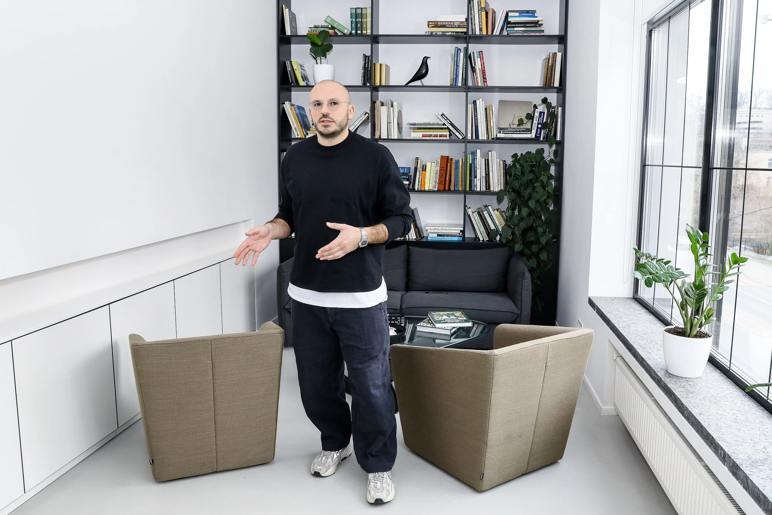 Dmitriy Ievenko, the mastermind behind Ukraine’s most celebrated winter outwear brand Ienki Ienki, talks to the Kyiv Post at the brand’s office in Kyiv on March 17, 2021.