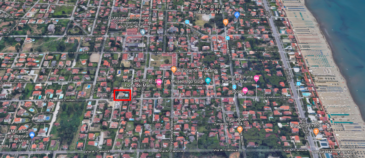 The location of a villa in the Italian resort town of Forte dei Marmi reportedly owned by Volodymyr Zelenskiy