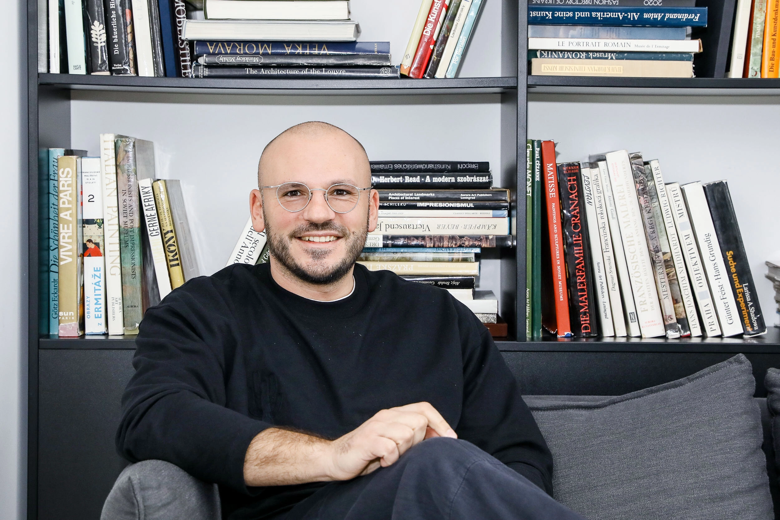 Dmitriy Ievenko, the founder and creative director of Ukraine’s most celebrated winter outwear brand Ienki Ienki, poses for a photograph during the interview with the Kyiv Post at the brand’s office in Kyiv on March 17, 2021.