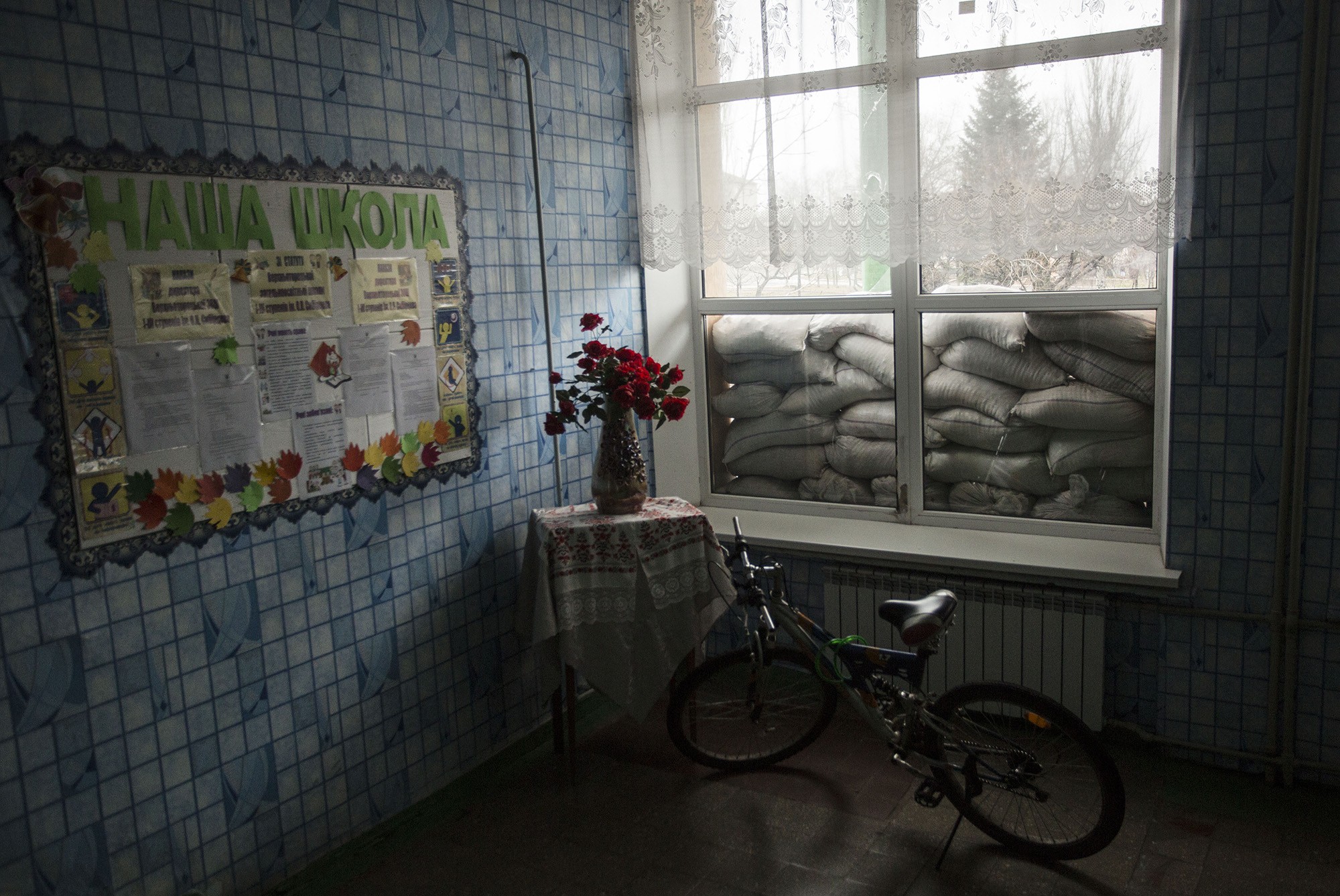 Inside a school in Verkniotoretske, Donetsk Oblast on Nov. 28.
