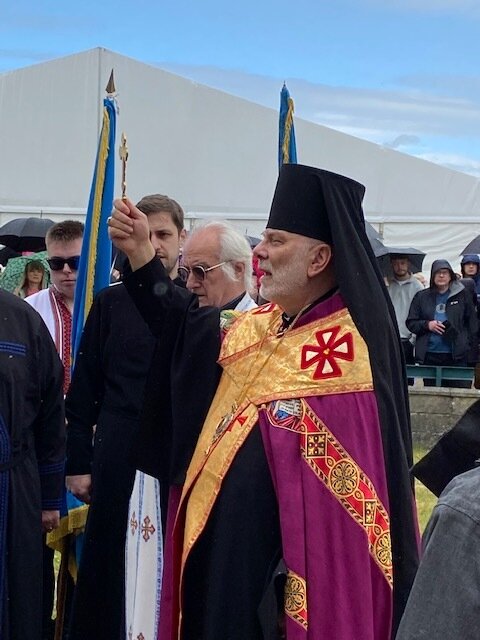 Bishop Kenneth Nowakowski, of the Ukrainian Greek Catholic Eparchy of the Holy Family of London, offers prayers to those that fought for freedoms. (Photo Credit: Tony Leliw)