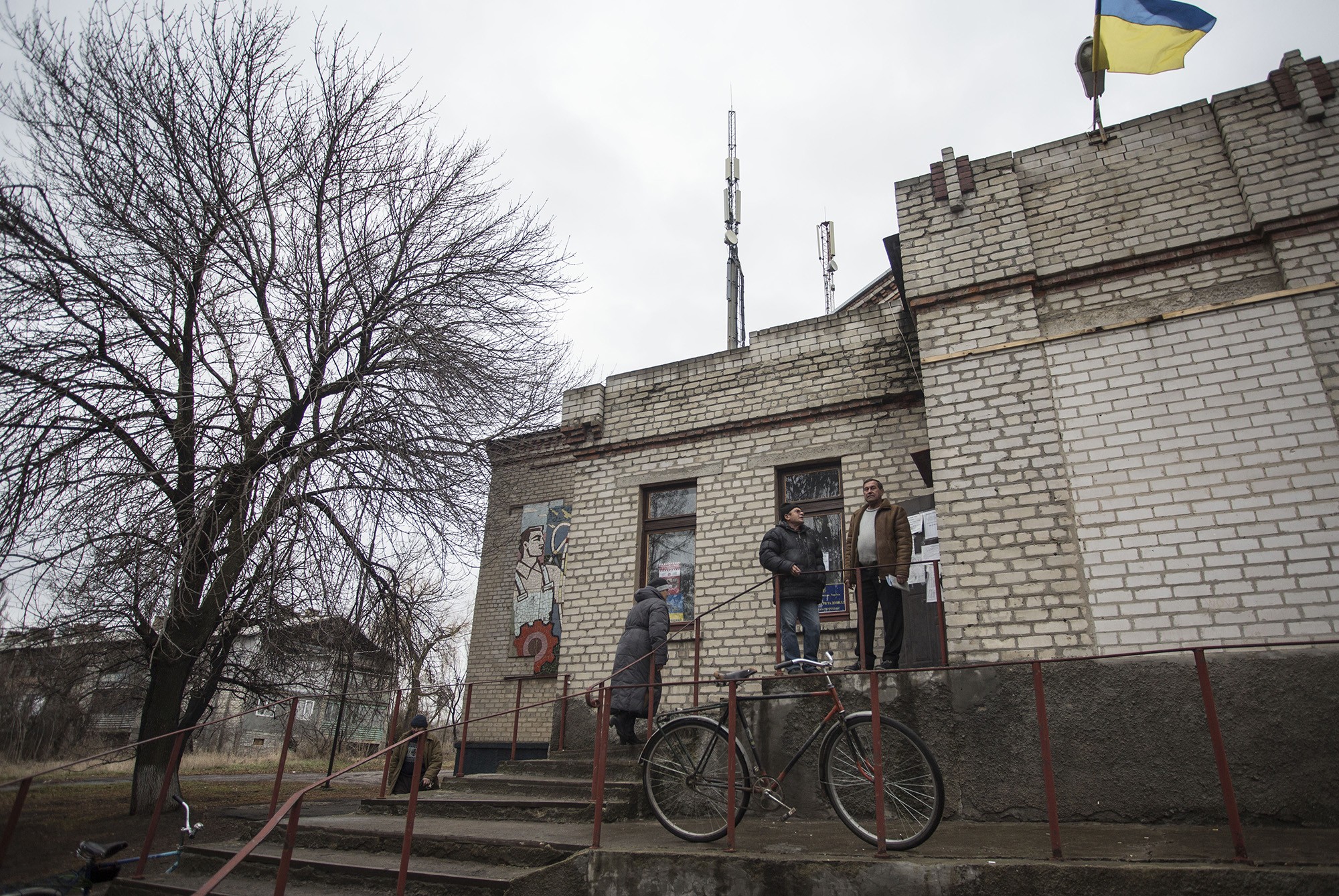 A view to a Palace of Culture which is now also a City Hall in Verkniotoretske, Donetsk Oblast on Nov. 28.
