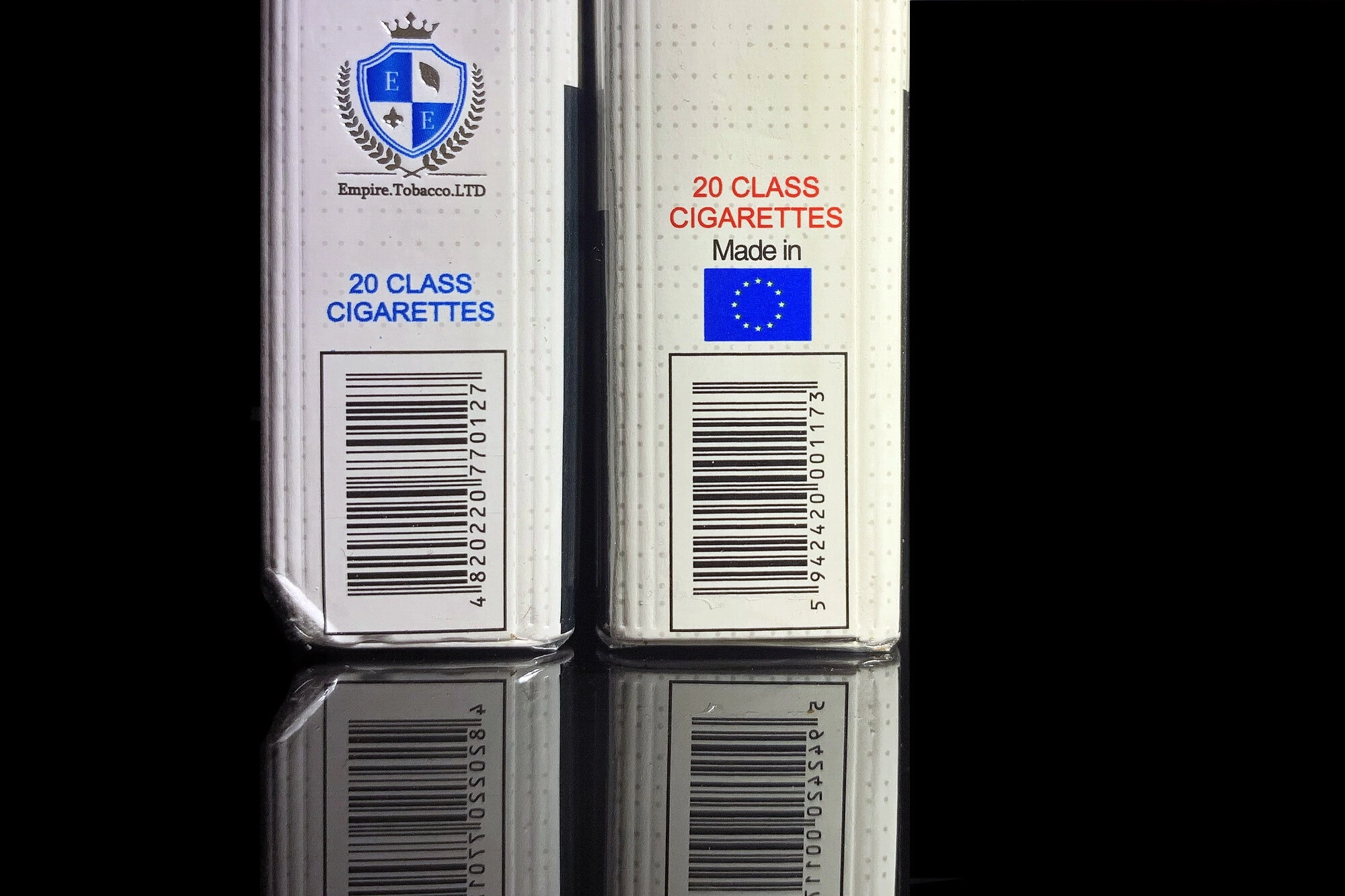 The Regina Blue and Regina Red brand cigarettes with no tax stamps on them, the warning labels in English instead of Ukrainian, and marked “For Duty Free Sale Only&#8221; in small letters on the side of the pack are sold illegally in Ukraine.