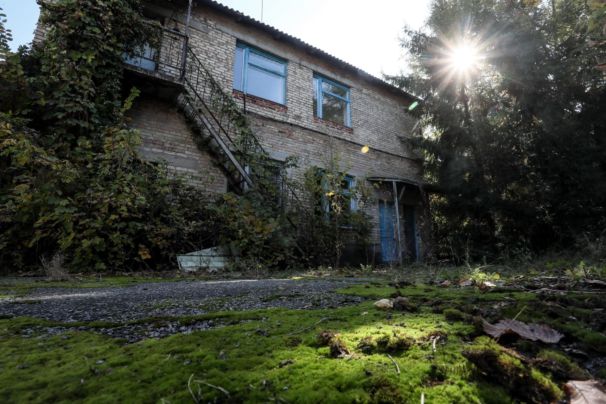 The view on the former sanitary station, a 700 meter building in the city of Chornobyl on Oct.5, 2021. It is one of over 30 objects the State Property Fund will put up for auction this year for rent. (Oleg Petrasiuk)