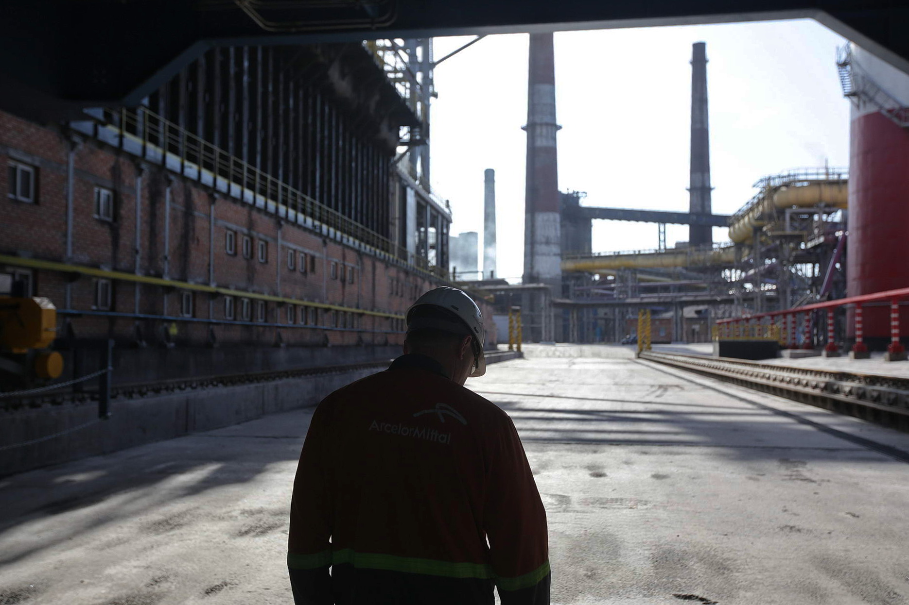 A worker leaves a coking plant built in 2013 at ArcelorMittal Kryvyi Rih, constructed as a part of the company&#8217;s strategy to modernize the steel mill.