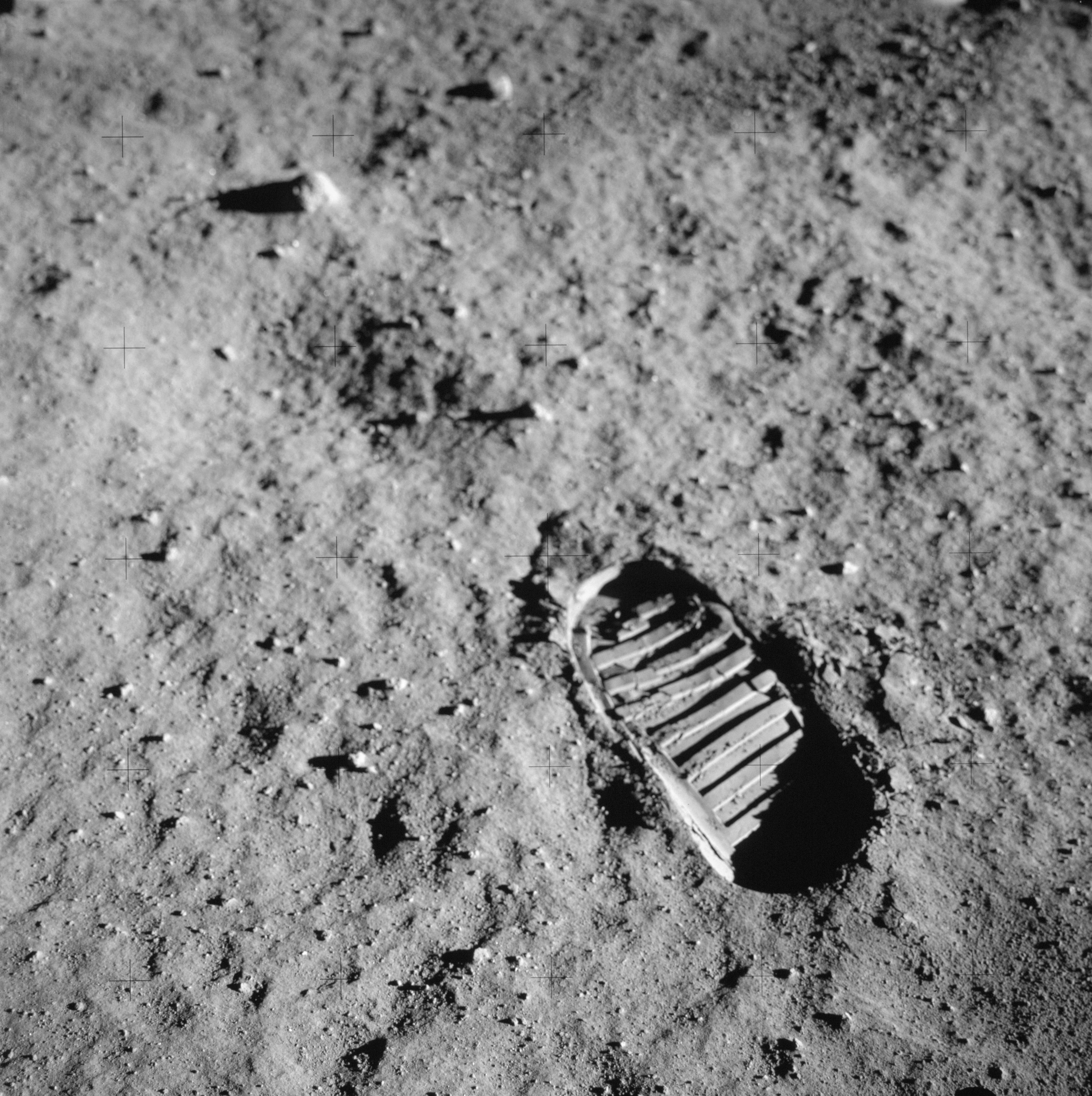The iconic photograph of astronaut Edwin &#8220;Buzz&#8221; Aldrin&#8217;s footprint on the Moon surface made during the historic landing on July 21, 1969.
