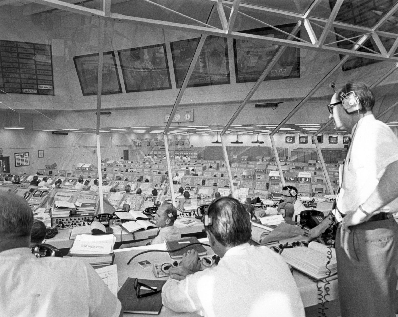 Kennedy Space Center personnel prepare for the Apollo 11 launch on July 16, 1969.