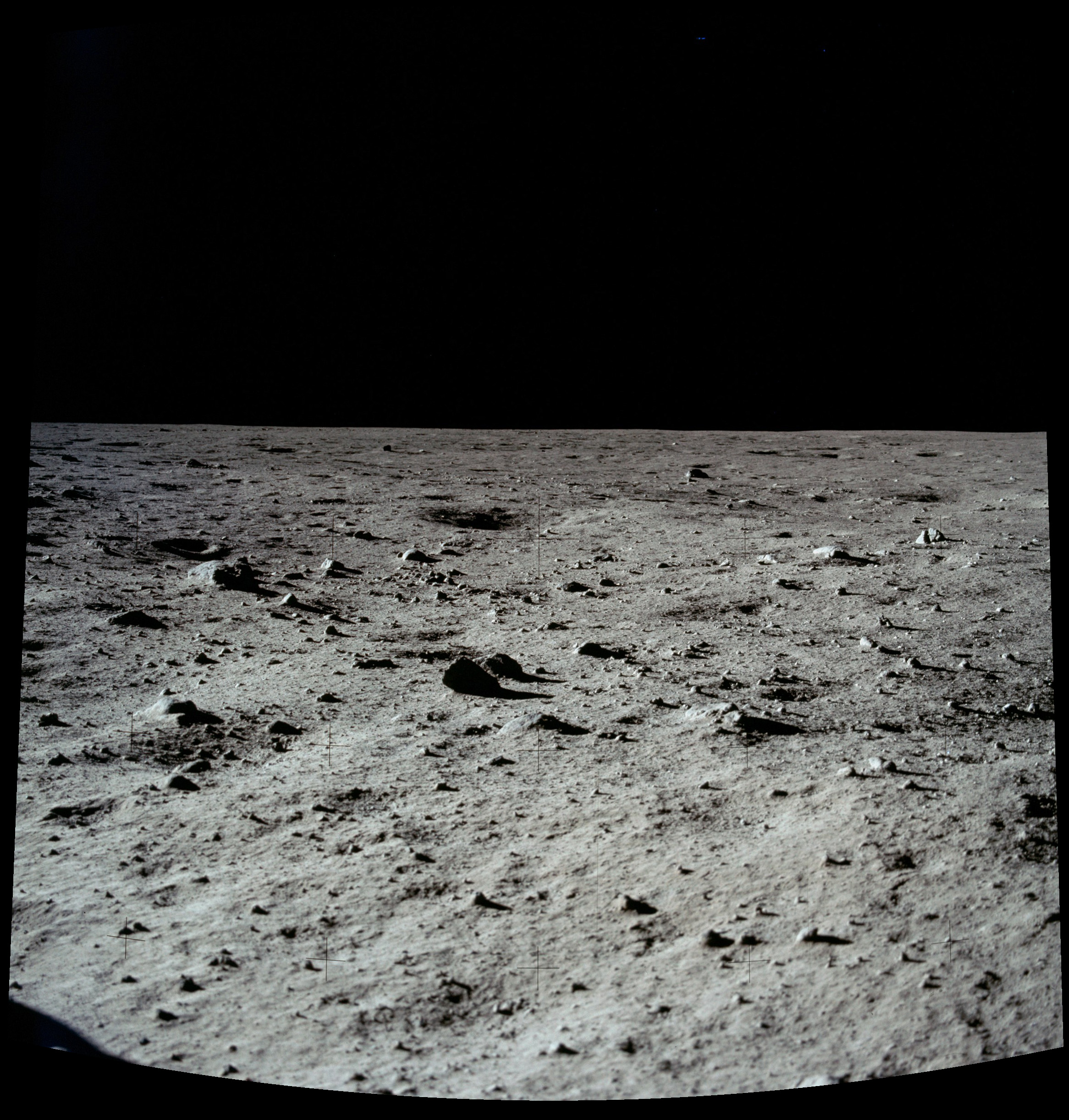 A view to the lunar desolation pictured by the Apollo 11 astronauts shortly after the historic landing on July 20, 1969.