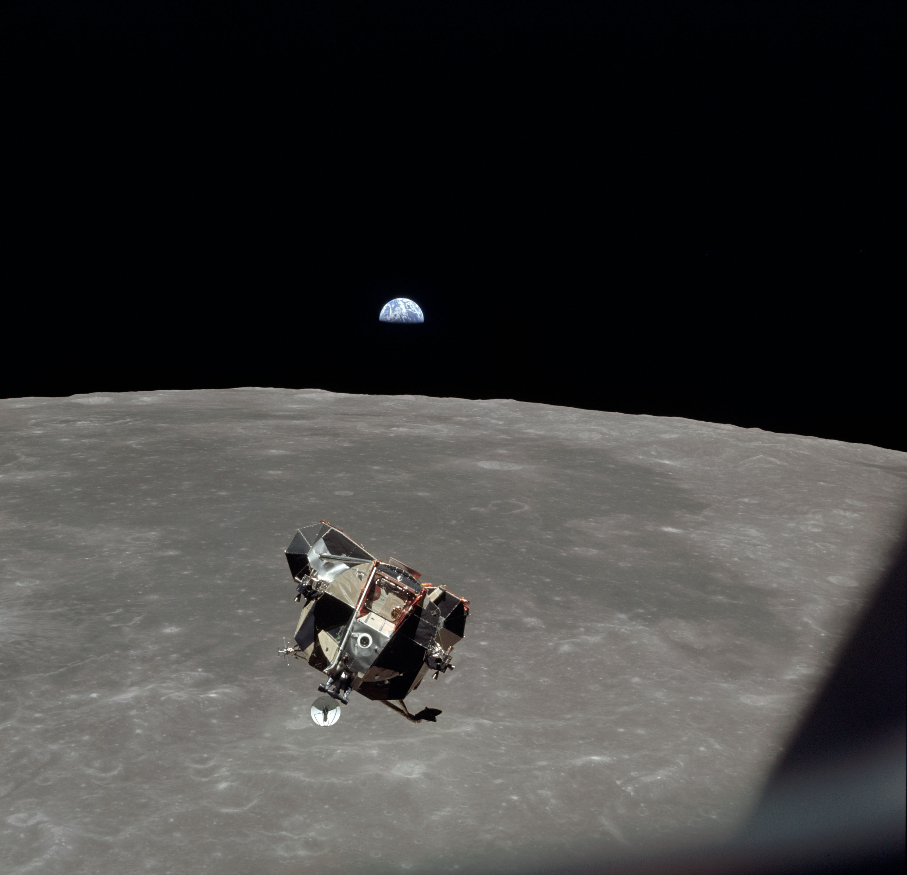 The Eagle lunar module descends to the lunar surface as part of the Apollo 11 mission on July 20, 1969.
