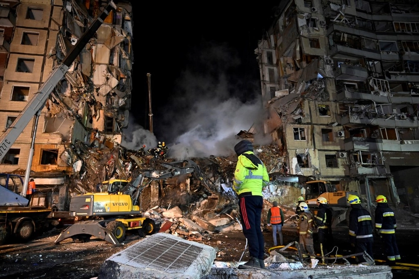 Anxious Vigil Outside Destroyed Dnipro Tower Block