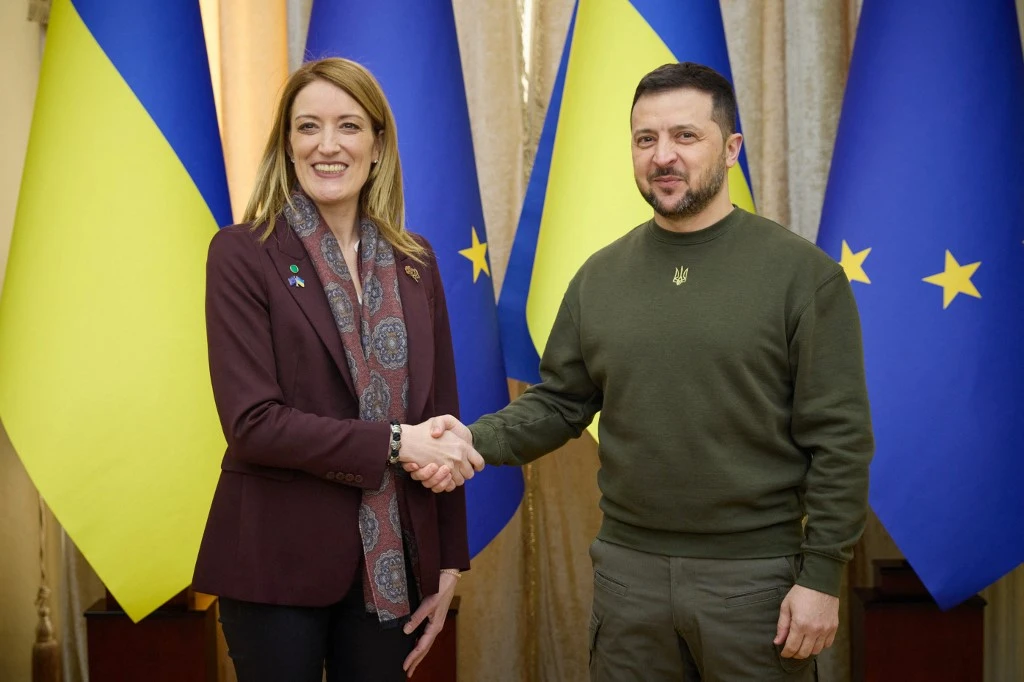 Zelensky Meets with European Parliament Head Metsola in Lviv