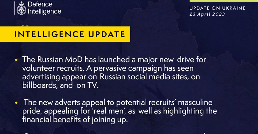 British Defence Intelligence Update Ukraine – 23 April  2023