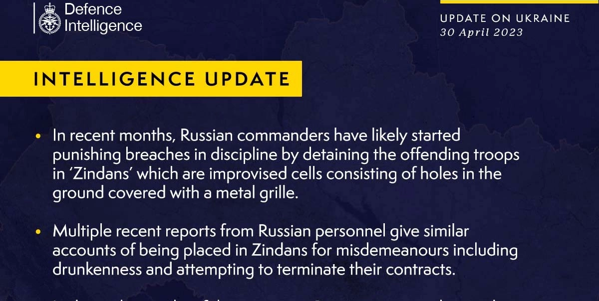 British Defence Intelligence Update Ukraine – 30 April  2023