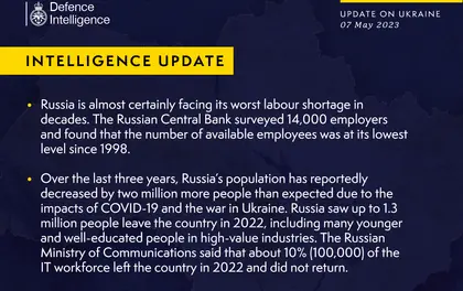 British Defence Intelligence Update Ukraine 7 May 2023