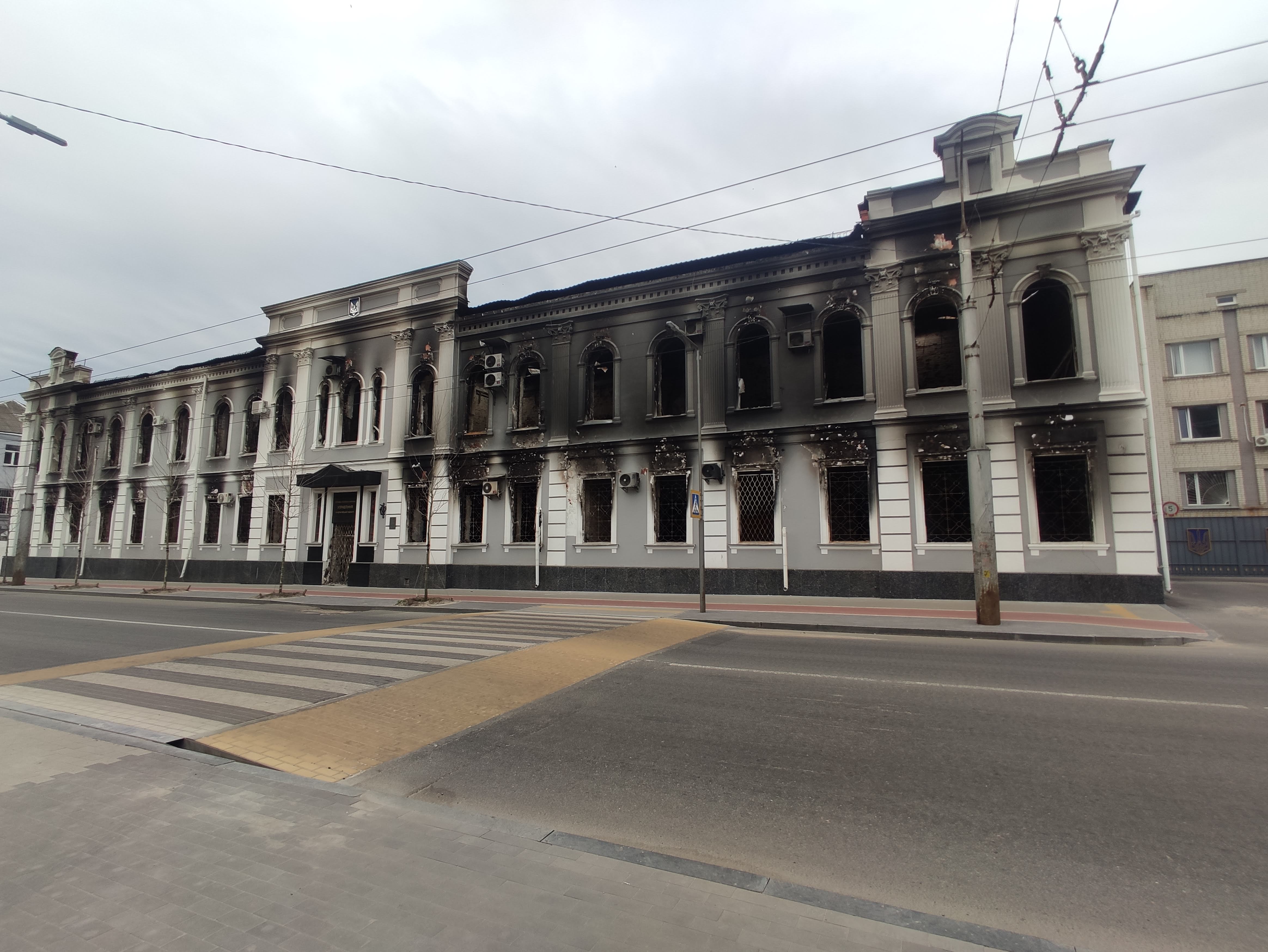 The burned-out building of the SBU (the State Security Service) office