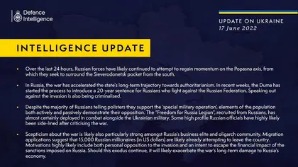 British Defence Intelligence Update Ukraine 17 June 2023