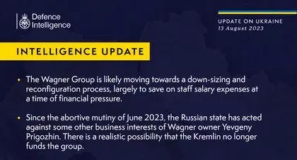 British Defence Intelligence Update Ukraine 13 August 2023