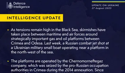 British Defence Intelligence Update Ukraine 27 August 2023