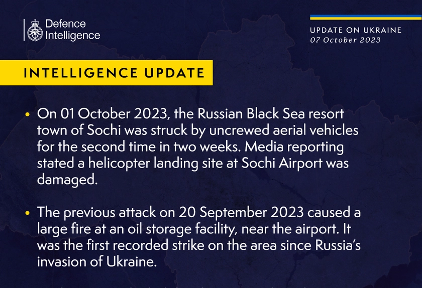 British Defence Intelligence Update Ukraine 7 October 2023