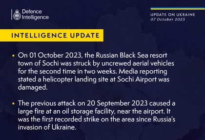 British Defence Intelligence Update Ukraine 7 October 2023