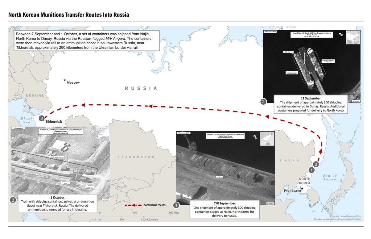 North Korea Sends Over 1000 Containers of Weapons to Russia, White House Claims