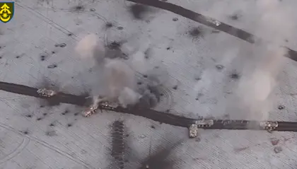 Russian Armored Column Attacks Near Avdiivka, Immediately Flees in Face of Devastating Ukrainian Fire