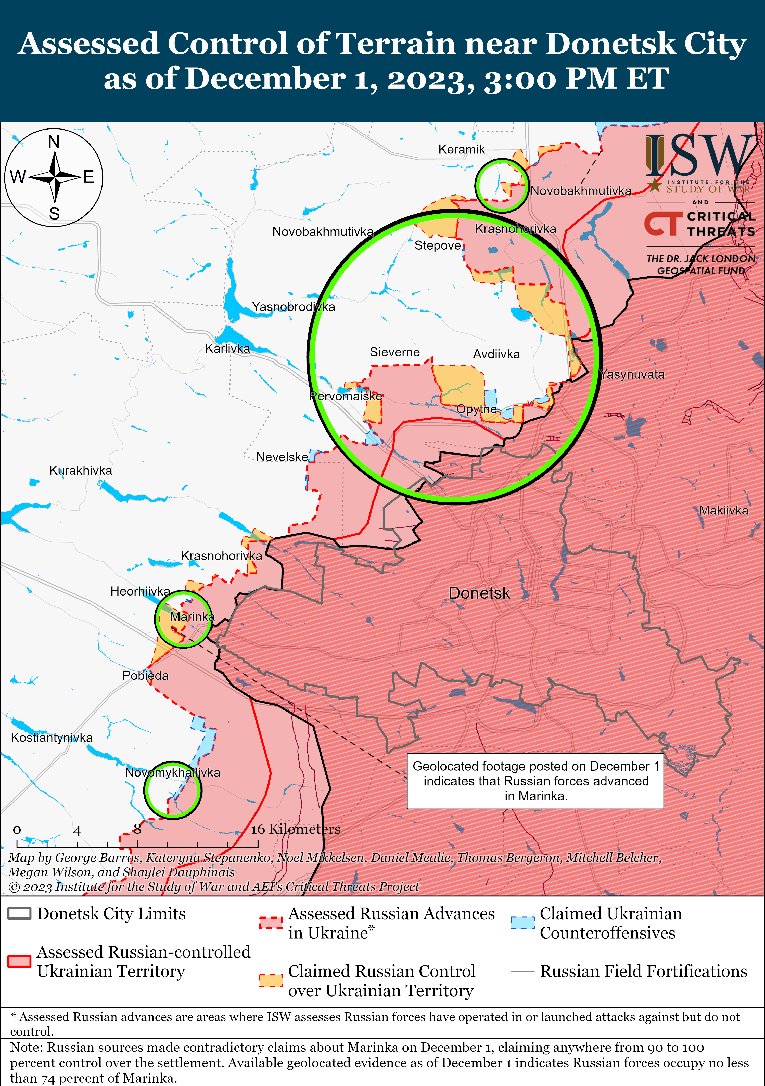 Evaluación, mapa y actualización de la campaña ofensiva rusa ISW ​​1 de diciembre de 2023