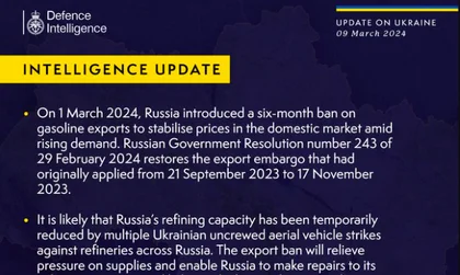 British Defence Intelligence Update Ukraine 09 March 2024