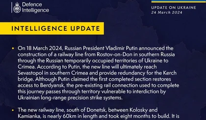 British Defence Intelligence Update Ukraine 24 March 2024