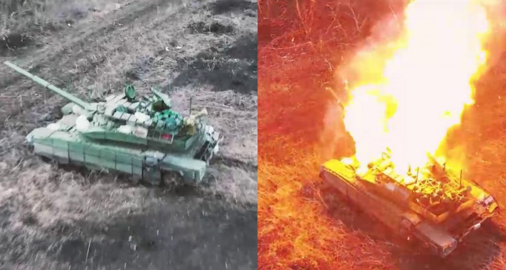 Russian Tank Attack Crushed Near Avdiivka, Top-End T-90s and Obsolete T-62s Burned by Drones