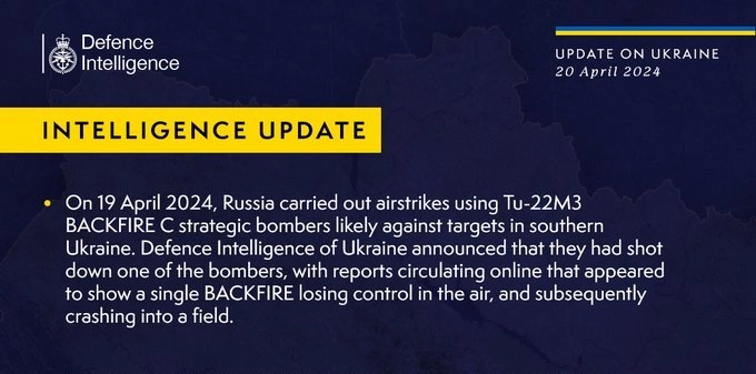 British Defence Intelligence Update Ukraine 20 April 2024